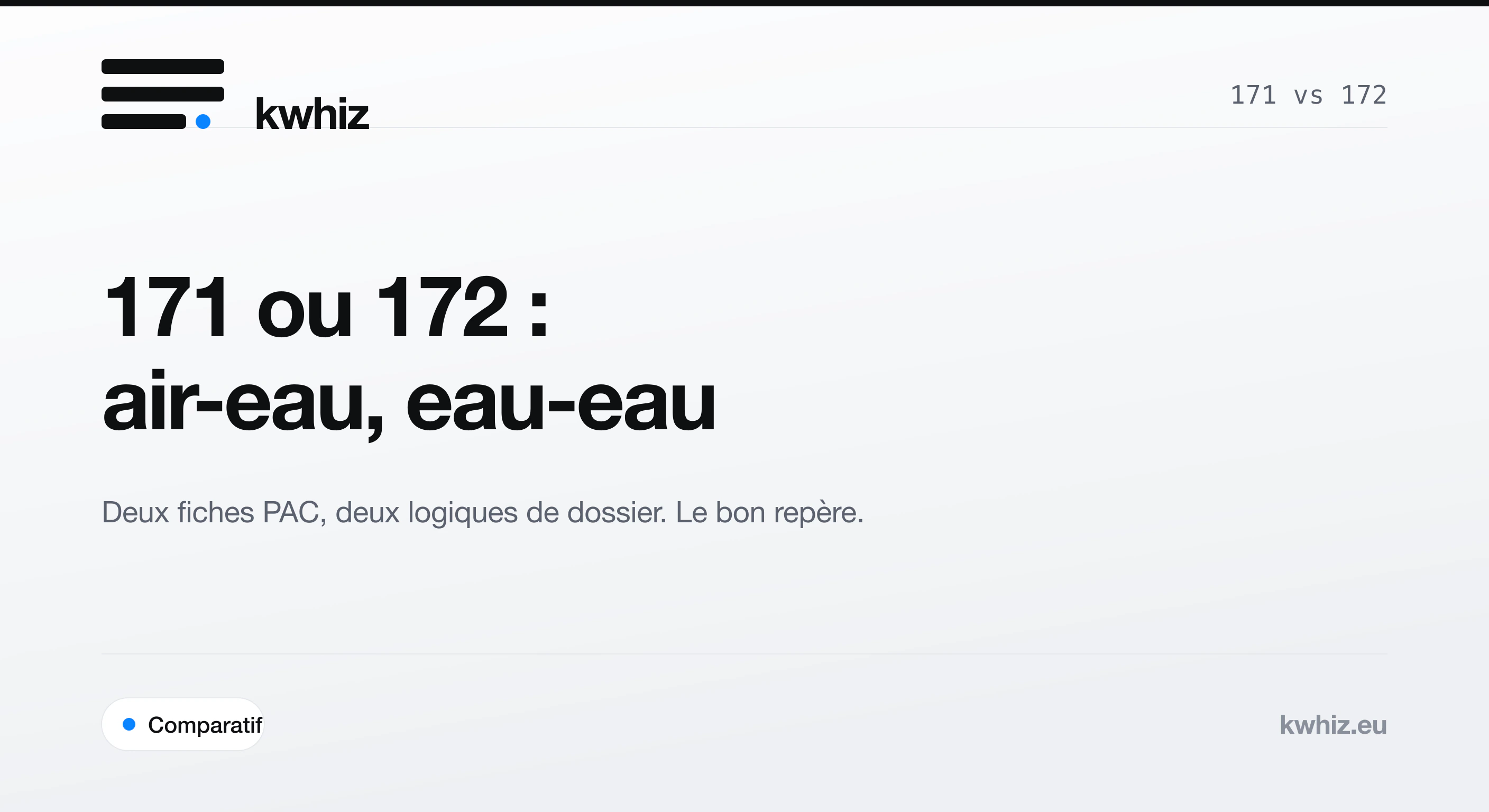 Couverture Kwhiz : comparaison des fiches BAR-TH-171 air/eau et BAR-TH-172 eau/eau pour la prime CEE.