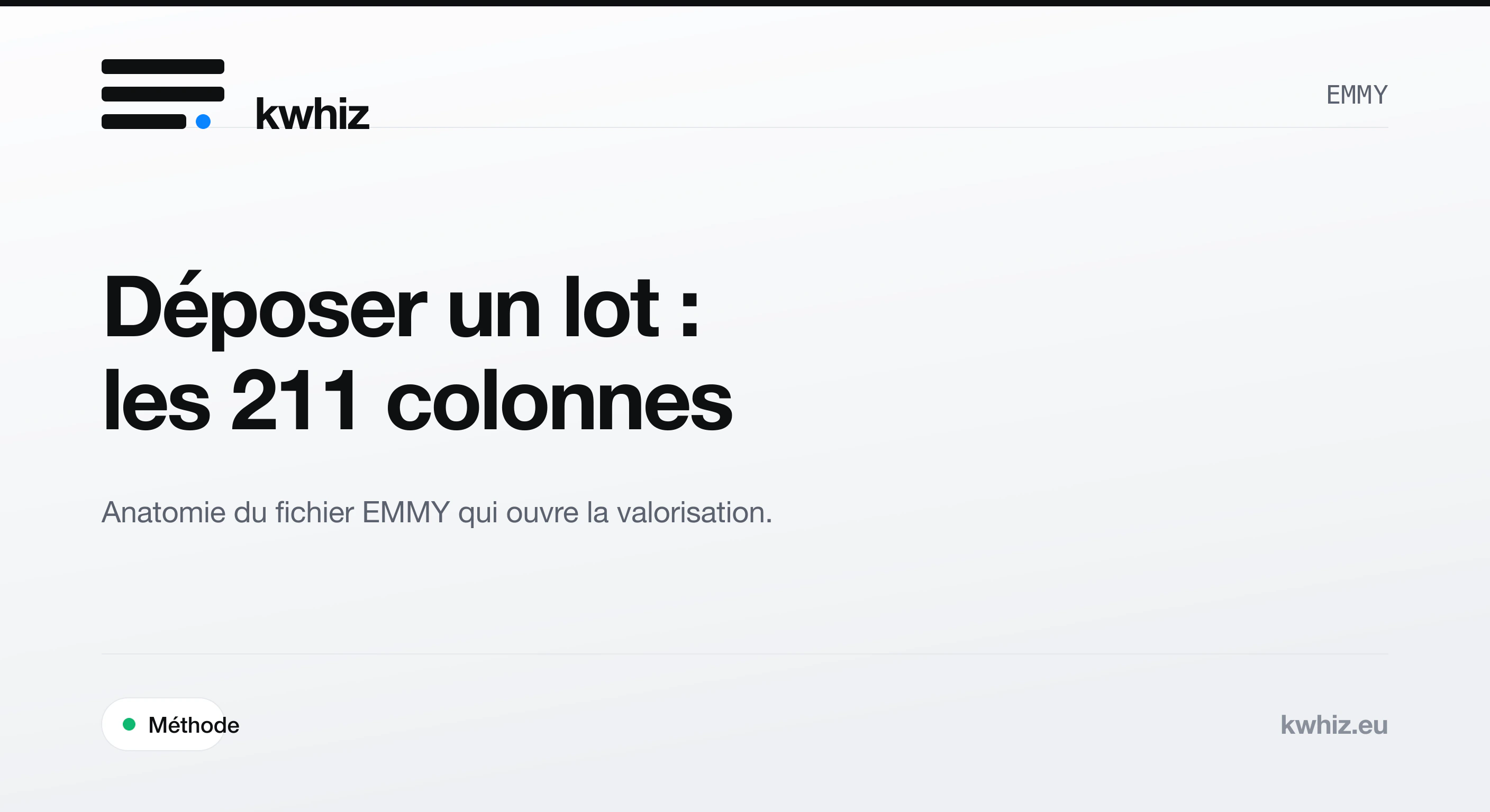 Couverture Kwhiz : le dépôt d'un lot de dossiers CEE sur le registre national EMMY et ses colonnes.