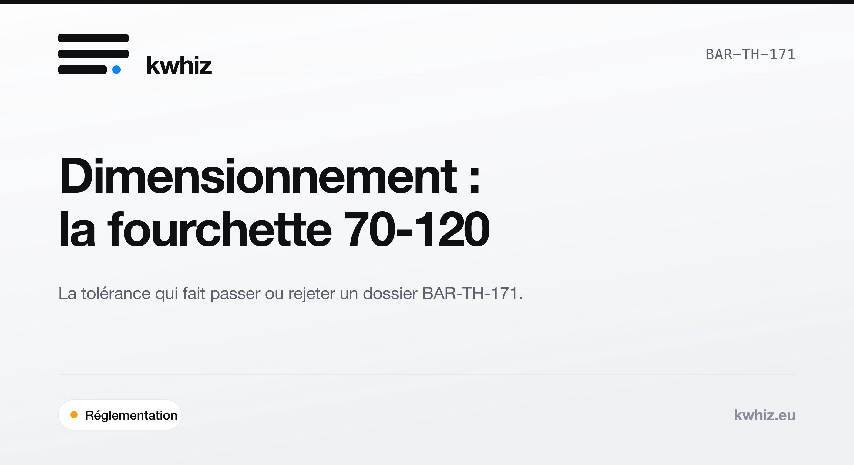Couverture Kwhiz : la tolérance de dimensionnement 70 % à 120 % d'une pompe à chaleur air/eau en BAR-TH-171.