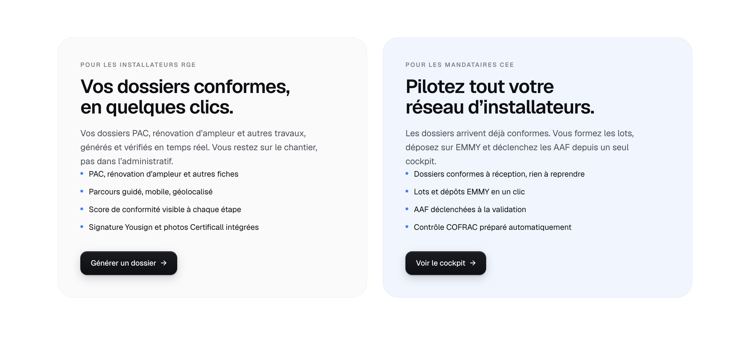 Cartes Kwhiz installateur et mandataire